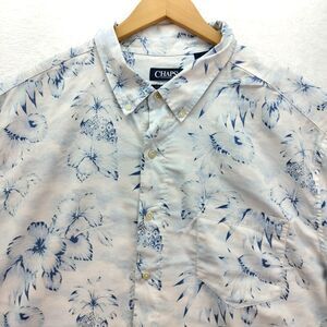 CHAPS Ralph Lauren Hawaiian Shirt Mens 3XB Blue Short Sleeve Floral Untucked Big